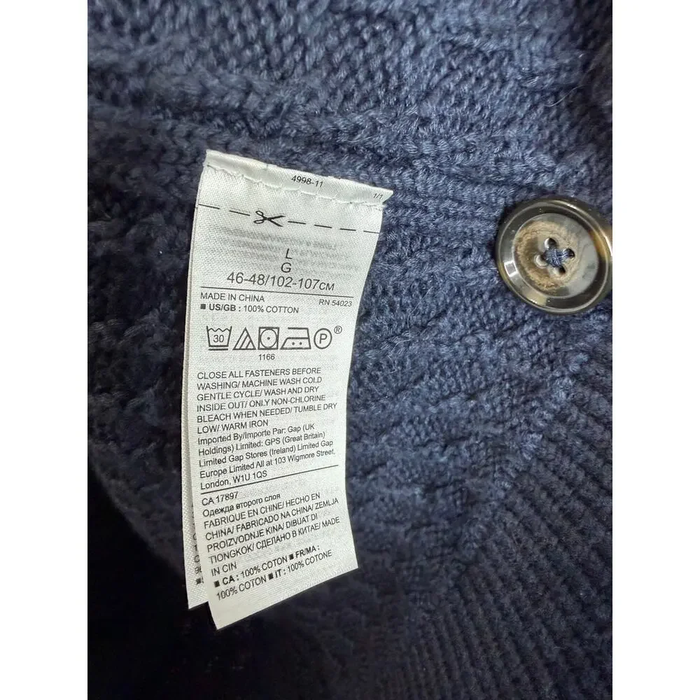 Banana Republic Cable-Knit Shawl-Collar Cardigan Blue Sz L